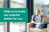 An image of a woman sat with a laptop accompanied by the words 'Help us to make our website better for you'