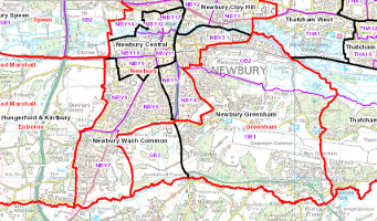 Map of the Greenham polling districts