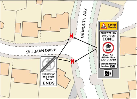 Francis Baily Primary School - School Streets Scheme - position of signs