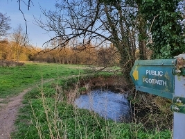 Public footway sign and path