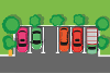 Cars in parking bays