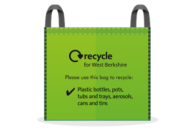 A graphic of a recycling bag.