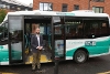 Cllr Gourley with bus