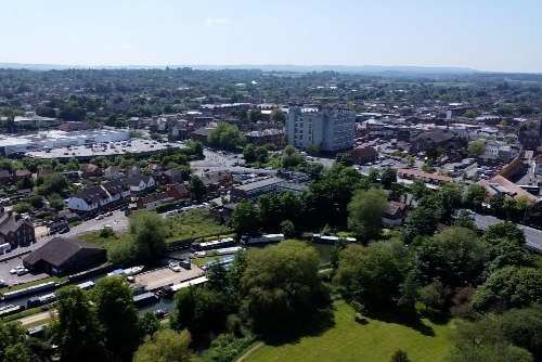 Drone image of Newbury from Faraday Road